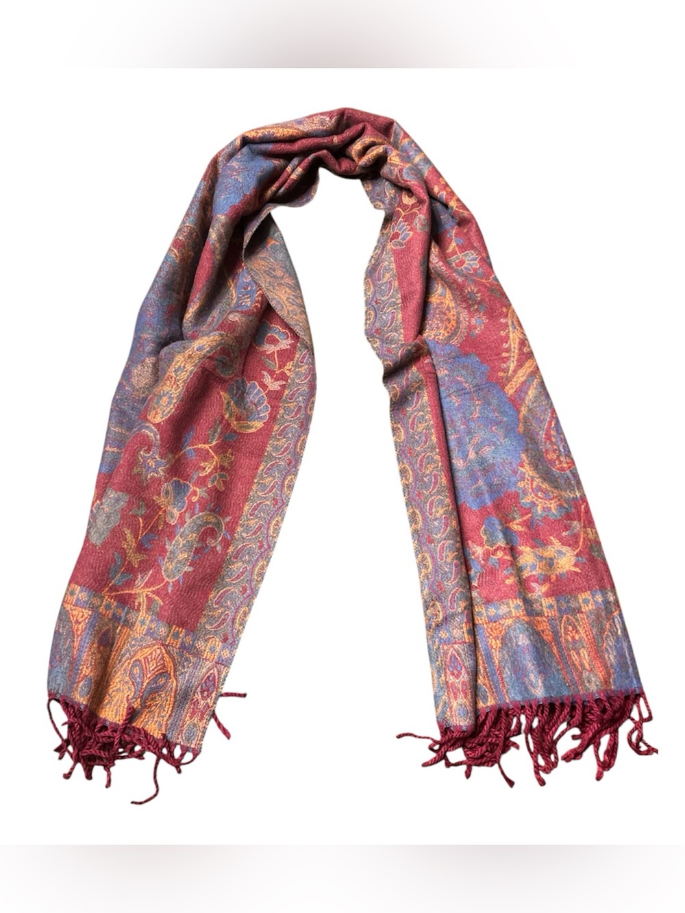 Cashmere Paisley Scarf Multicolor Turkish Istanbul Fringe Oversized